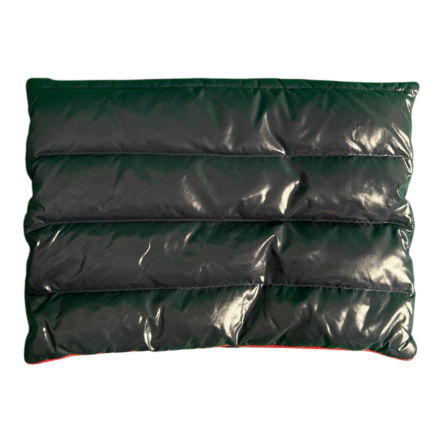 Moncler Navy Blue/Red Envelope Puffer Clutch Pouch - $670 Retail