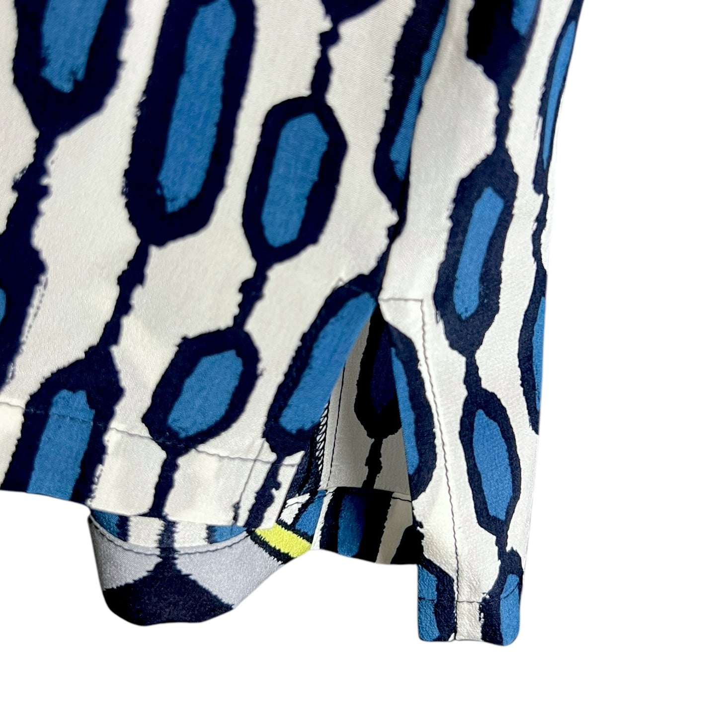 Trina Turk Geometric Pattern Blue Silk Blouse - $248 Retail