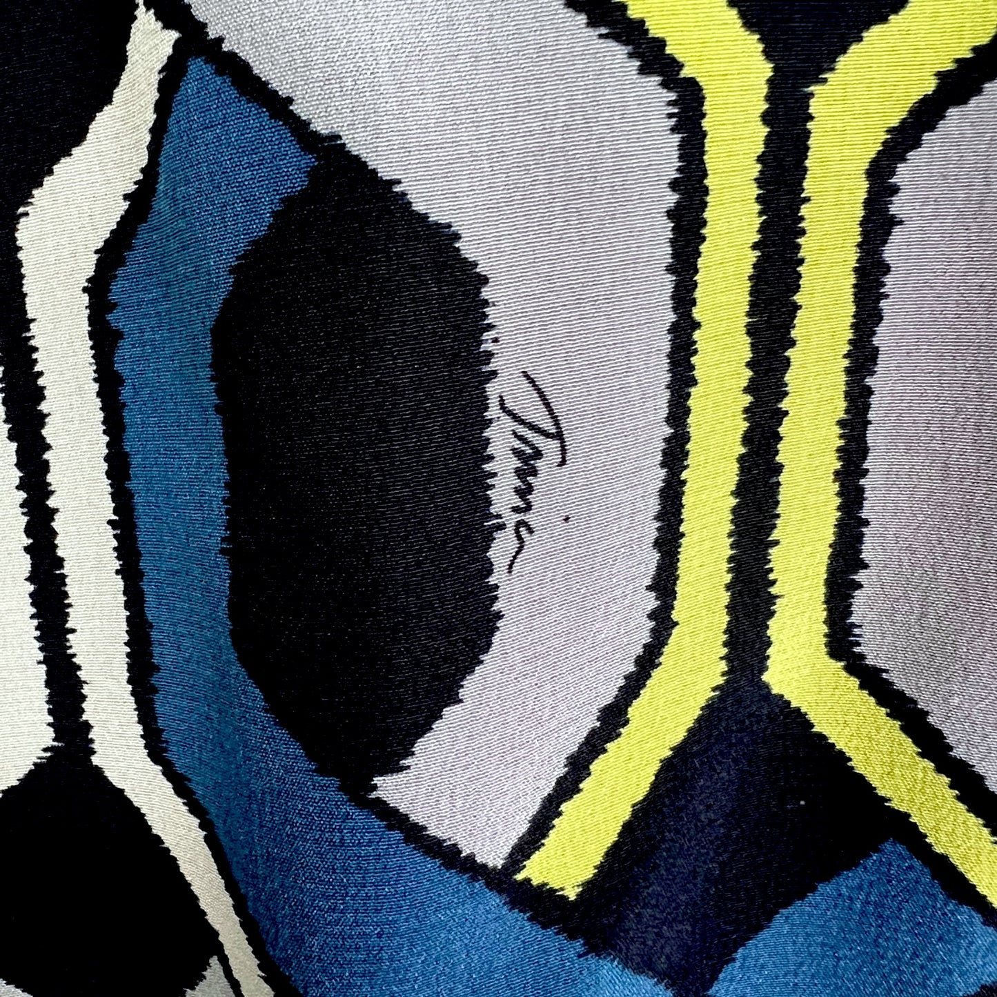 Trina Turk Geometric Pattern Blue Silk Blouse - $248 Retail