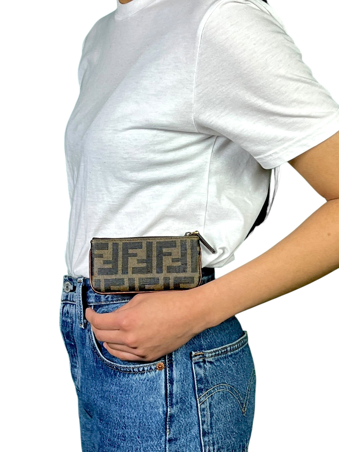 Fendi Zucca Tobacco Key Ring Coin Wallet - $450 Retail