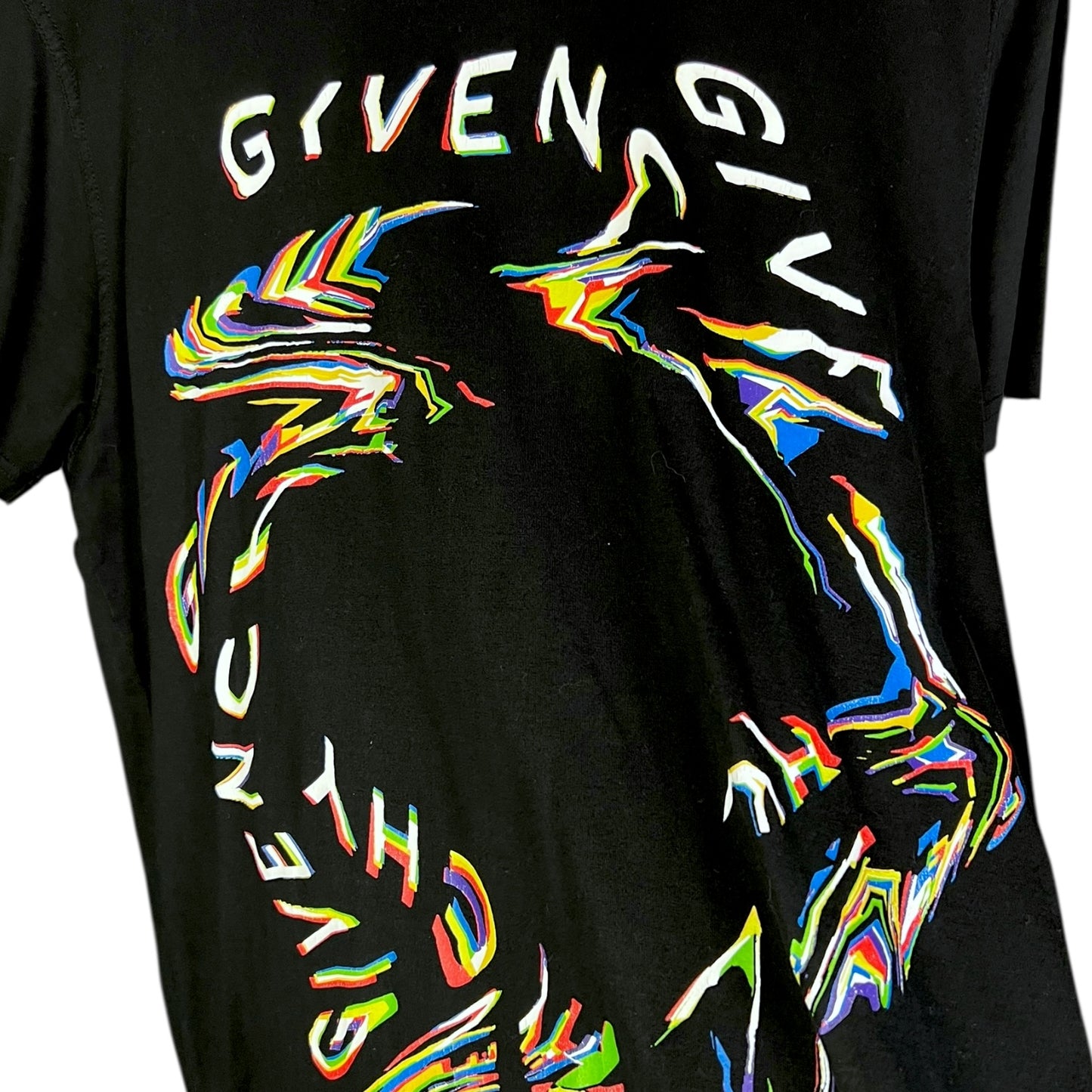 Givenchy Paris Glitch Printed Black Logo T-Shirt - $595 Retail