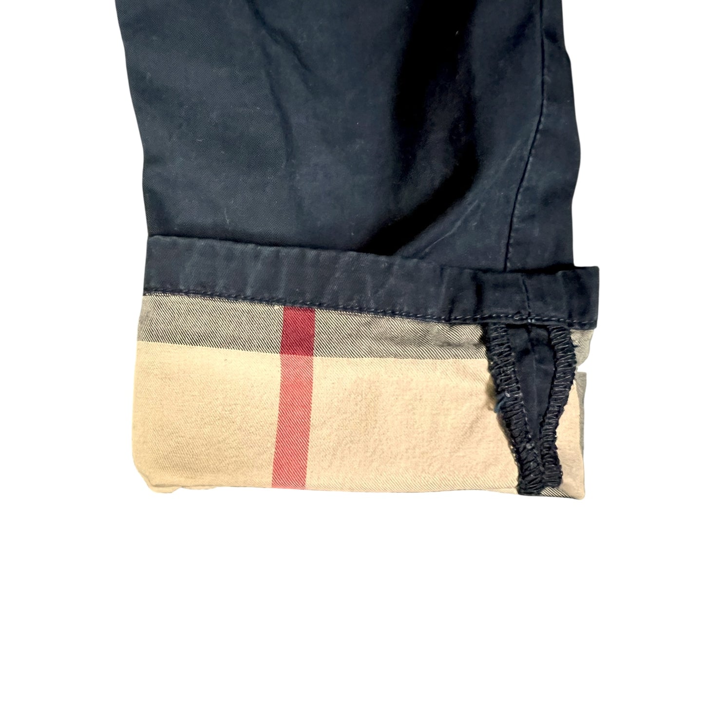 Burberry Infant Boys Nova Check Lined Elastic Waist Navy Khakis - $235 Retail