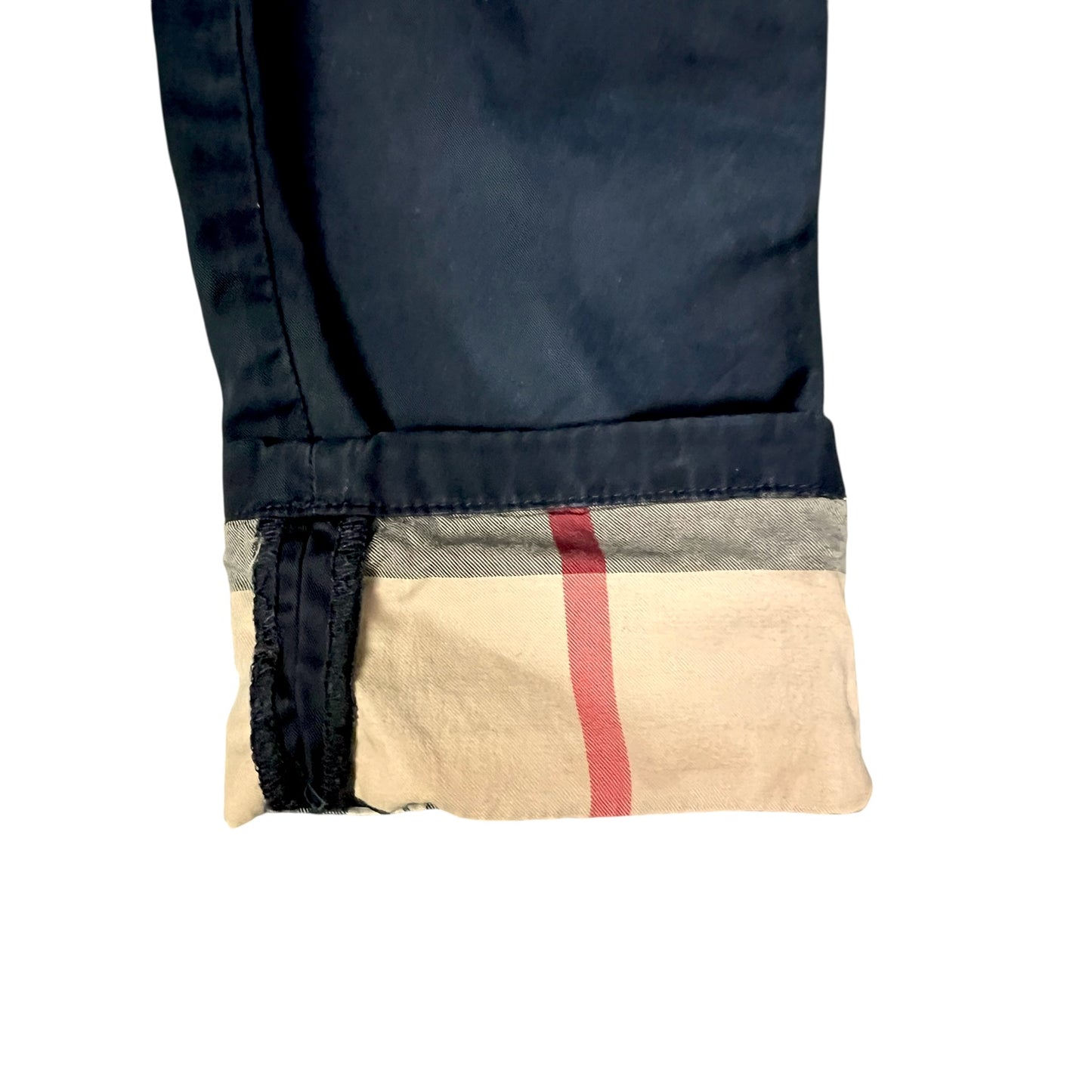 Burberry Infant Boys Nova Check Lined Elastic Waist Navy Khakis - $235 Retail