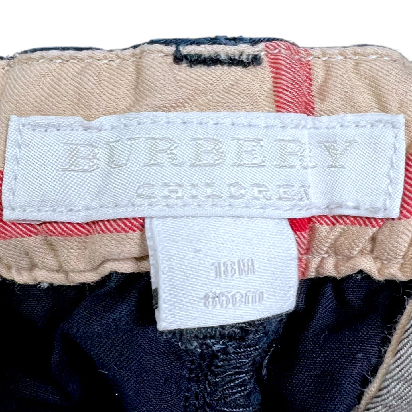 Burberry Infant Boys Nova Check Lined Elastic Waist Navy Khakis - $235 Retail