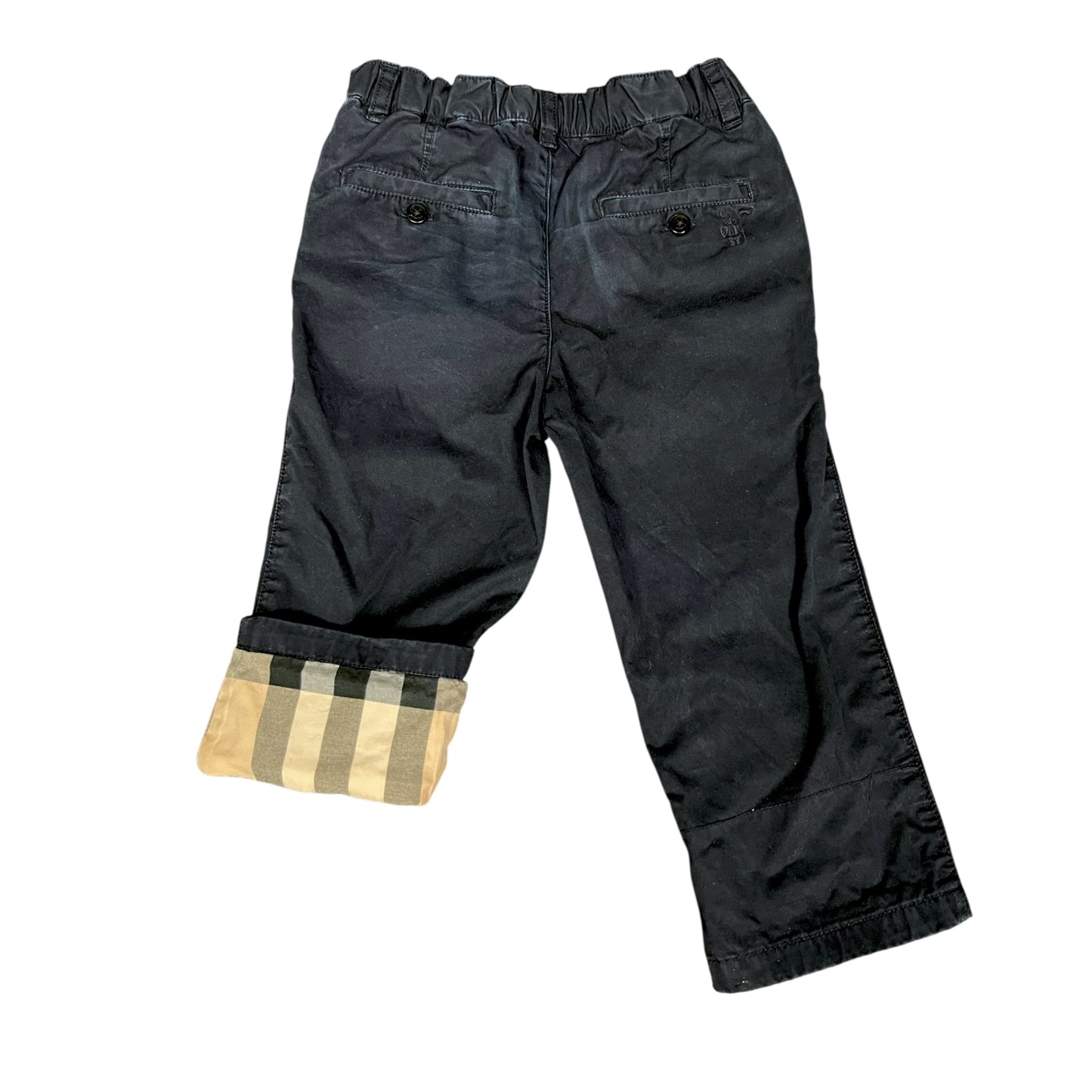 Burberry Infant Boys Nova Check Lined Elastic Waist Navy Khakis - $235 Retail