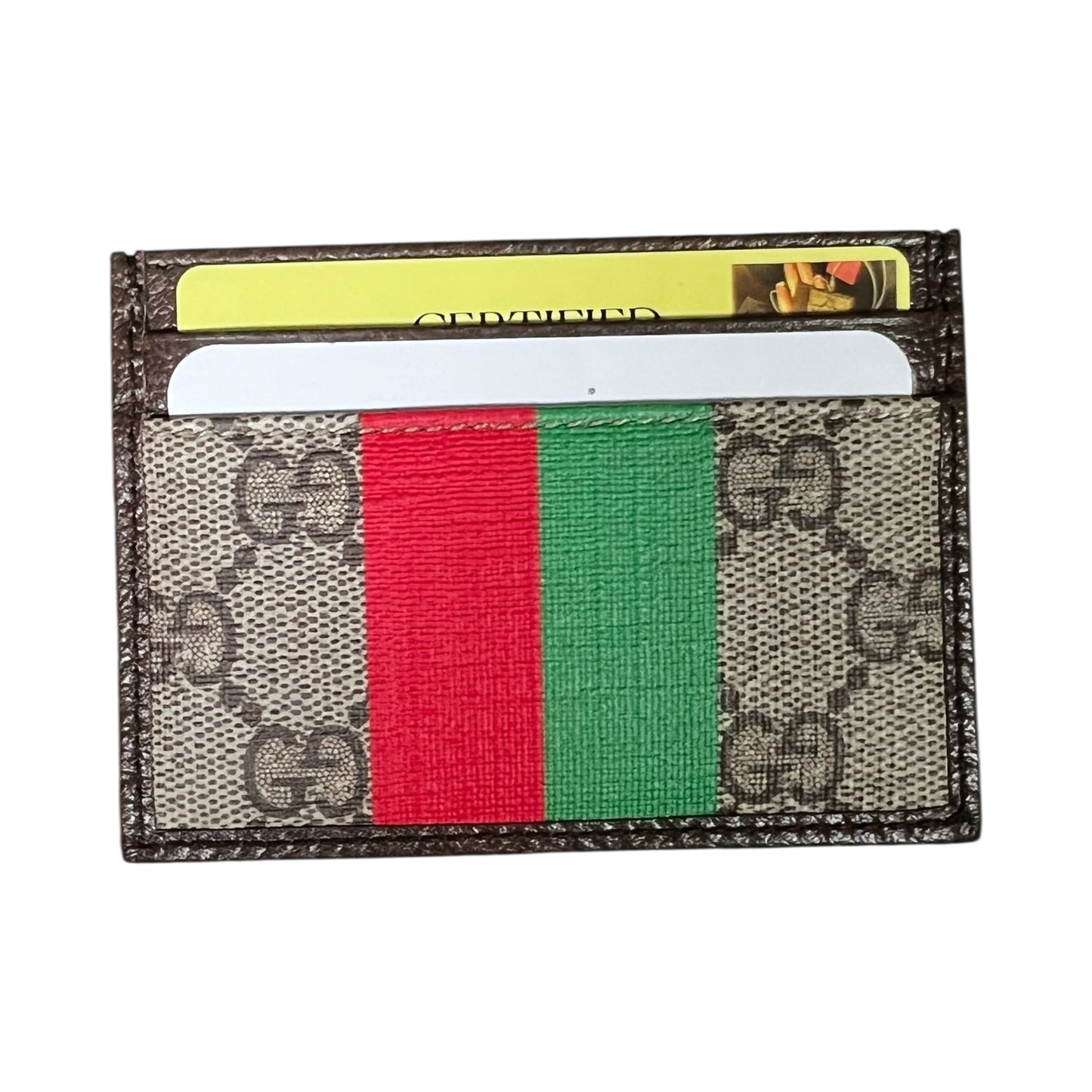 Gucci Tiger Red Lettered Brown & Beige GG Monogram Card Case