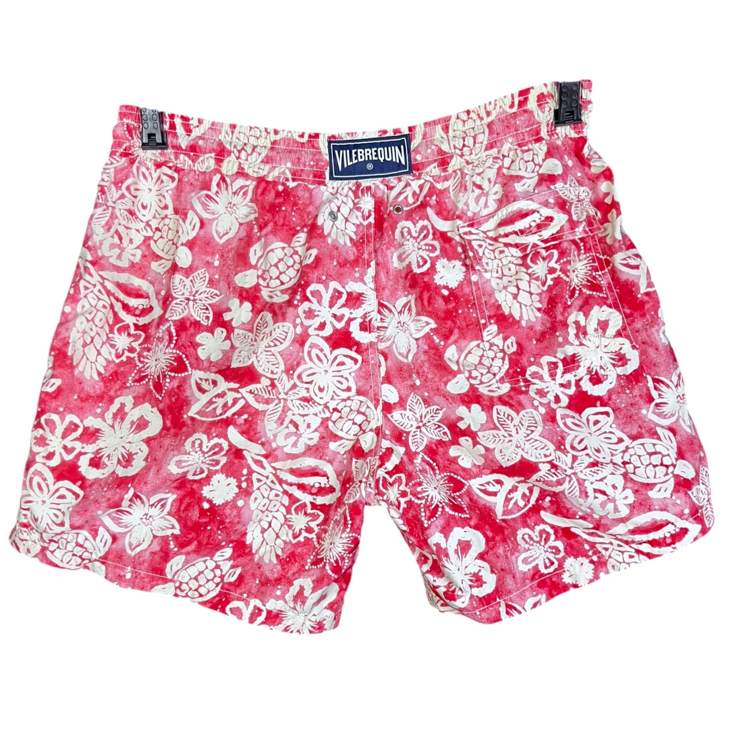 Vilebrequin Red & White Turtle Hawaiian Board Shorts - $350 Retail