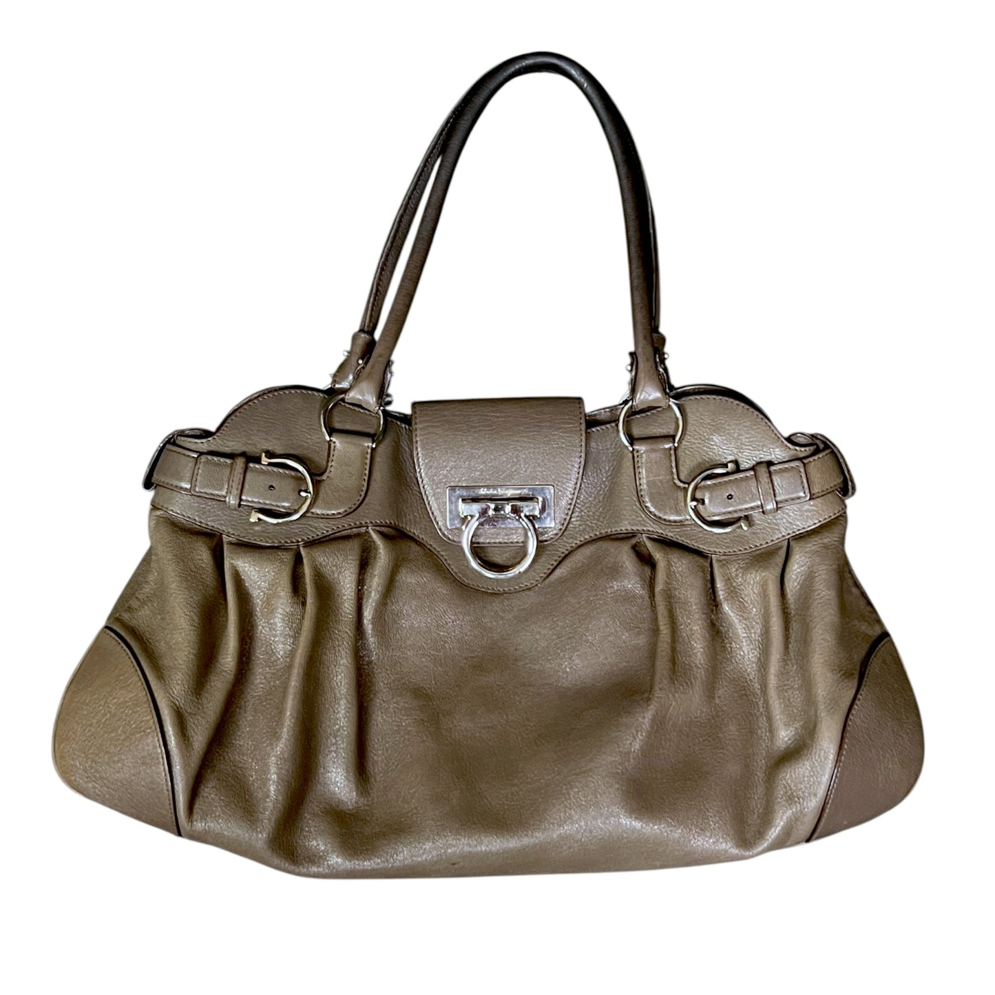 Salvatore Ferragamo Marisa Grey Leather Handbag - $750 Retail