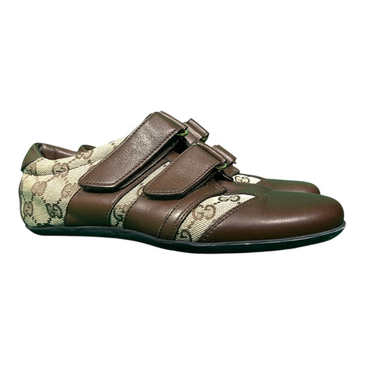 Vintage Gucci Brown Leather and Canvas Strapped Sneakers - $695 Retail