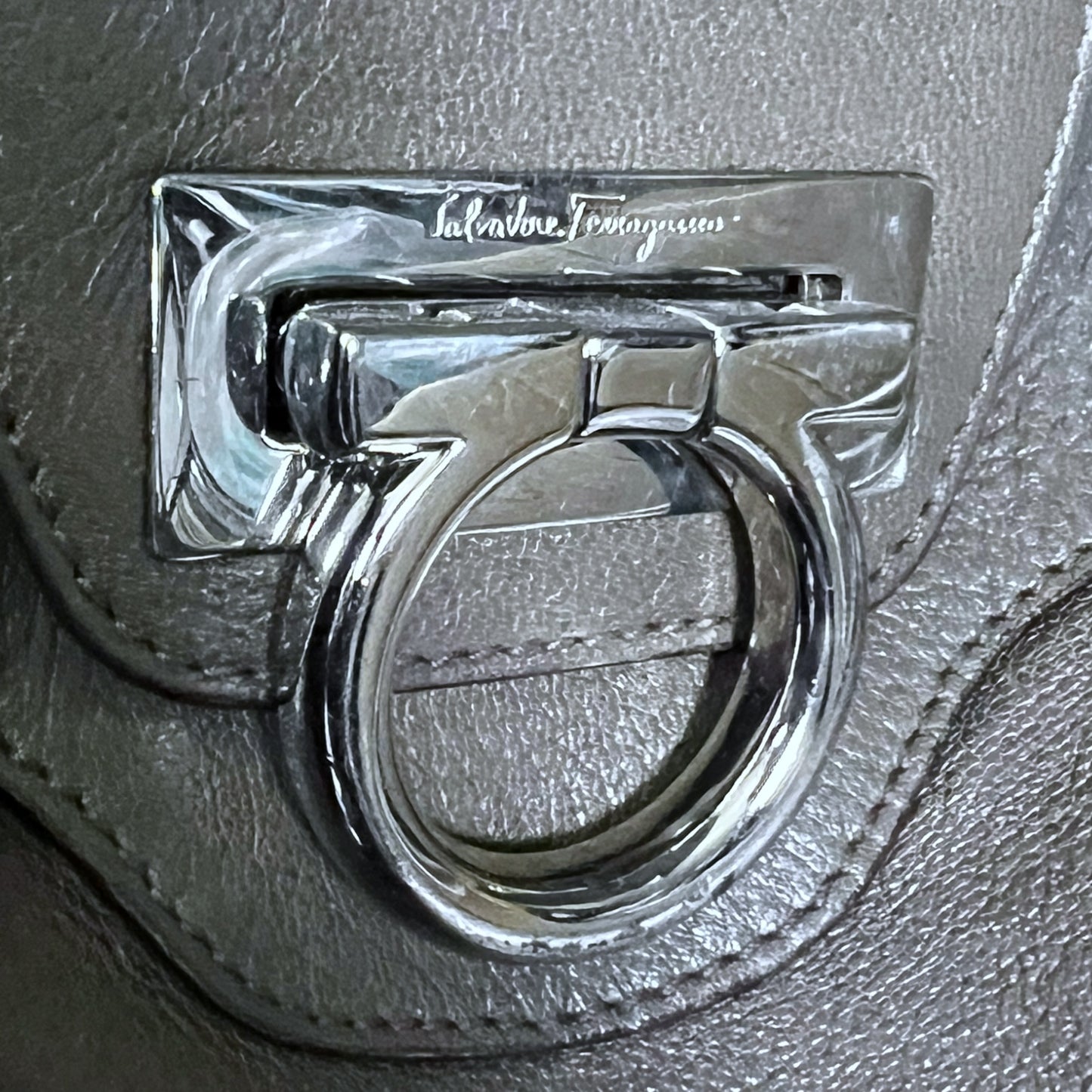 Salvatore Ferragamo Marisa Grey Leather Handbag - $750 Retail