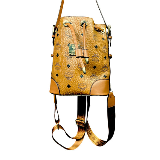 MCM Visetos Cognac Monogram Leather Top Handle Purse with Backpack Straps - $1,080 Retail