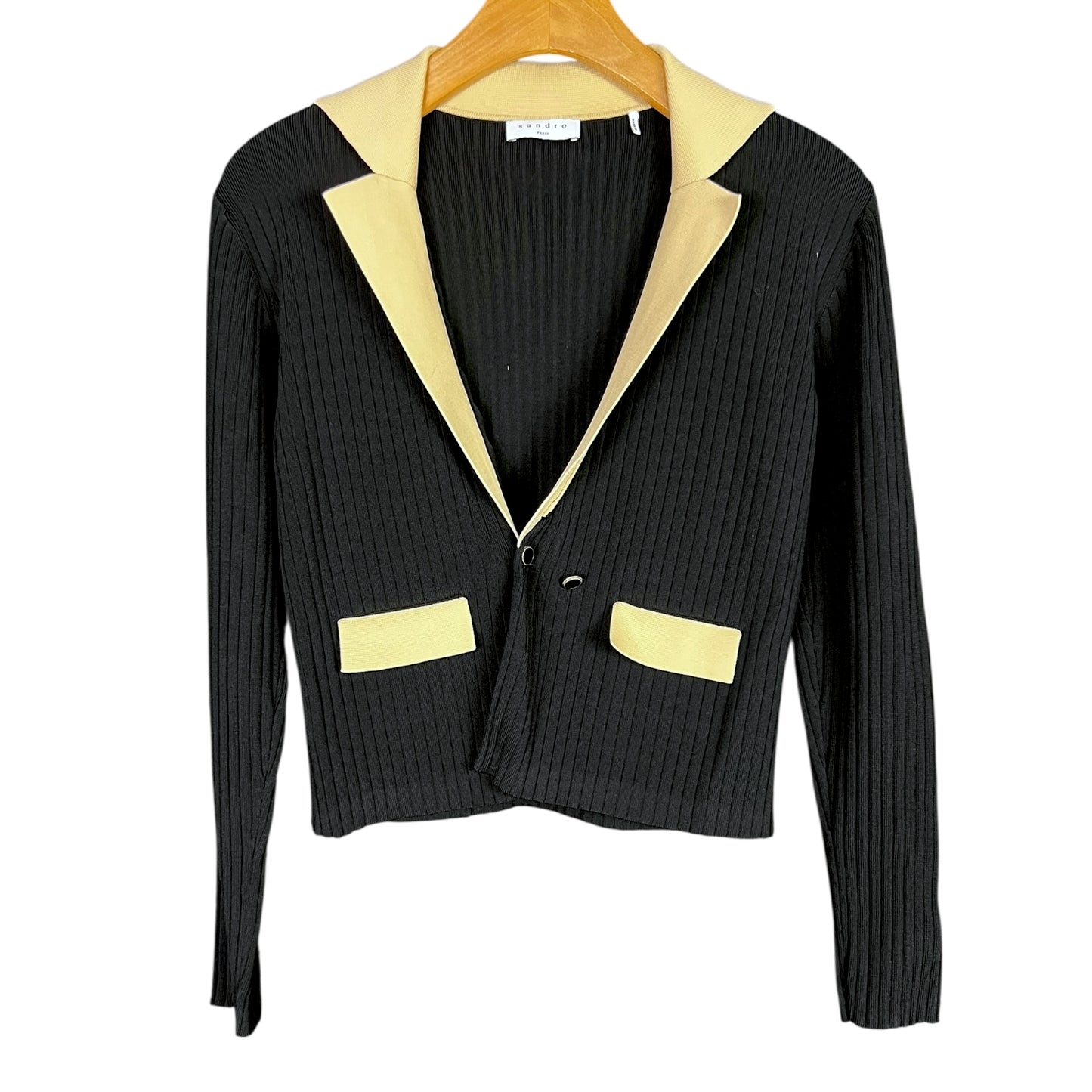 Sandro Paris Barney Constrast Trim Cardigan - $440 Retail