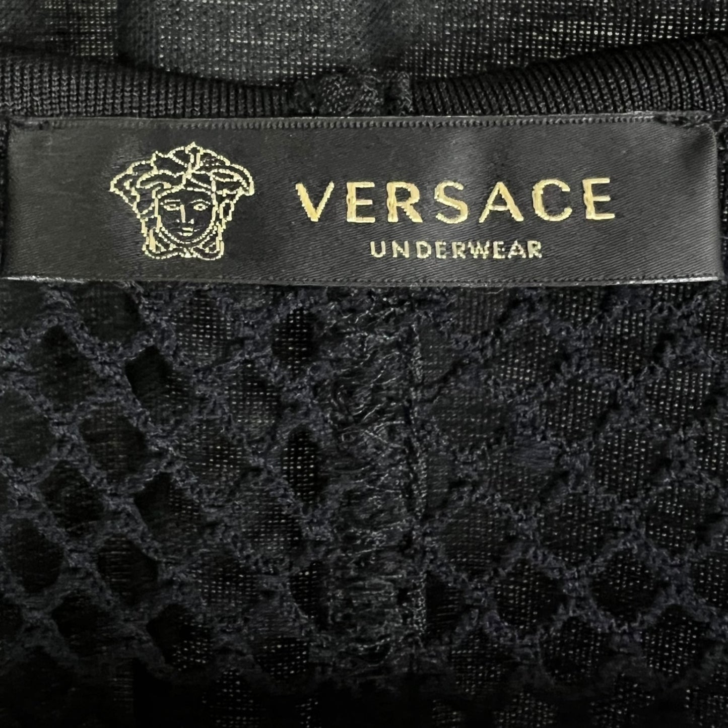 Versace Black & Gold Medusa & Greca Print Mesh Tank Top - $225 Retail