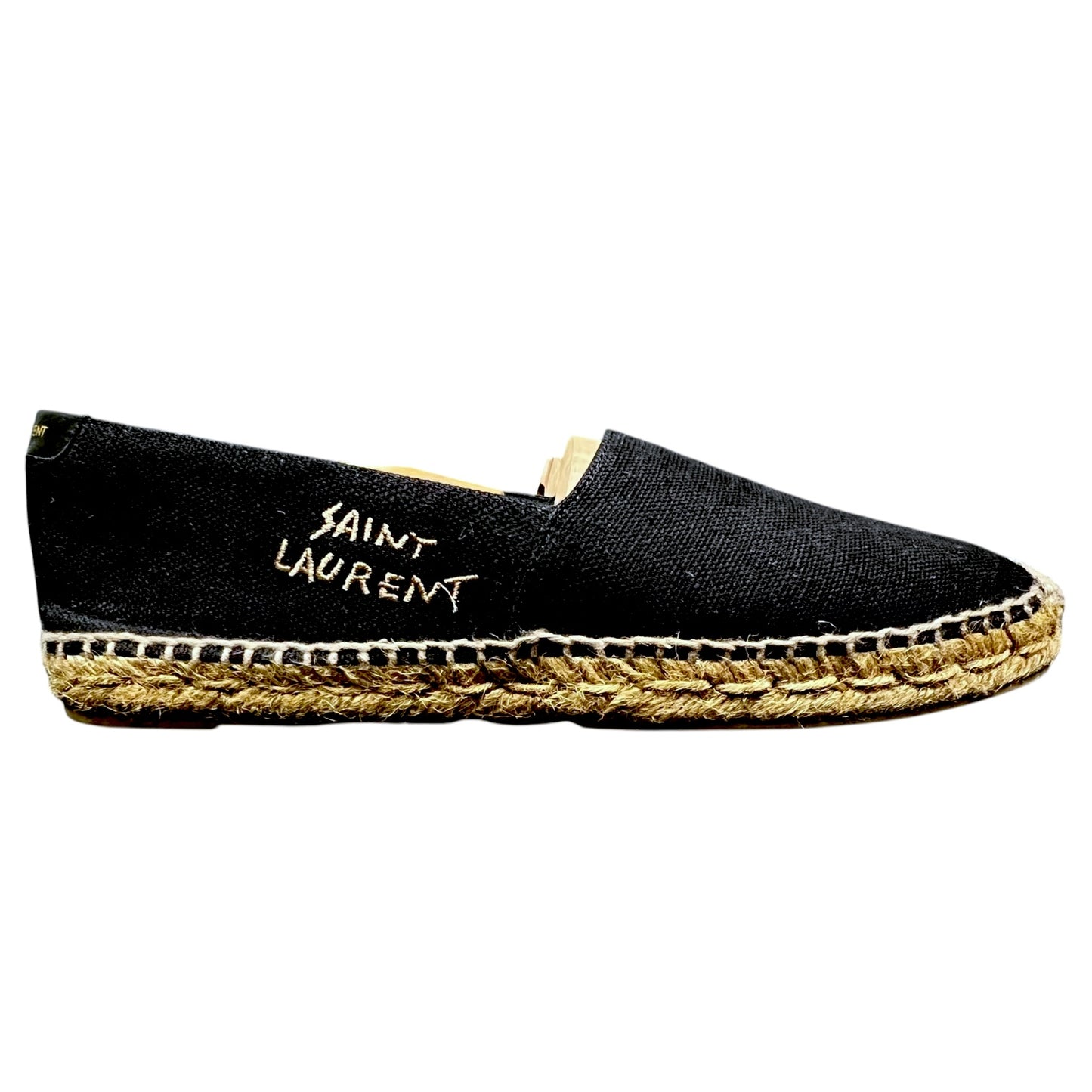 Saint Laurent Embroidered Black Canvas Espadrilles - $650 Retail