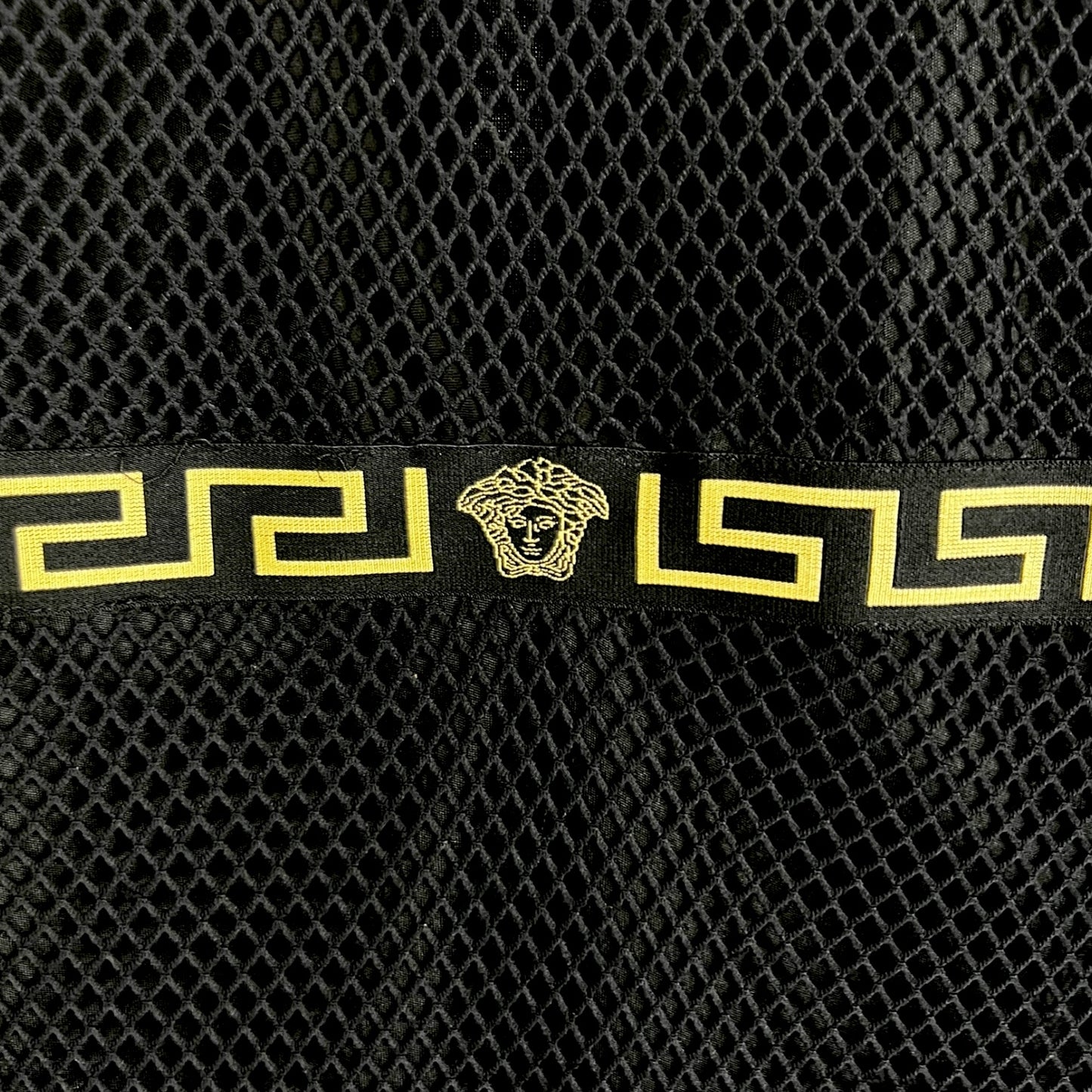 Versace Black & Gold Medusa & Greca Print Mesh Tank Top - $225 Retail