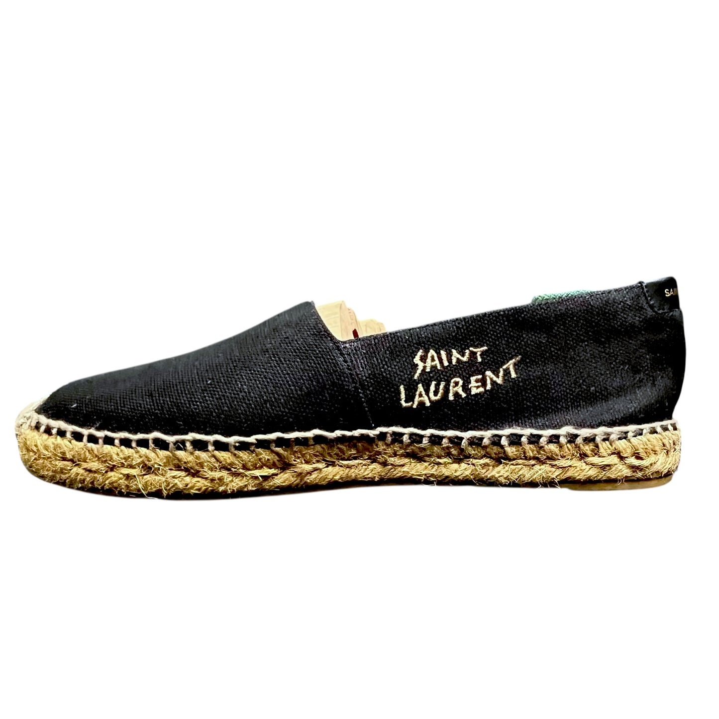 Saint Laurent Embroidered Black Canvas Espadrilles - $650 Retail