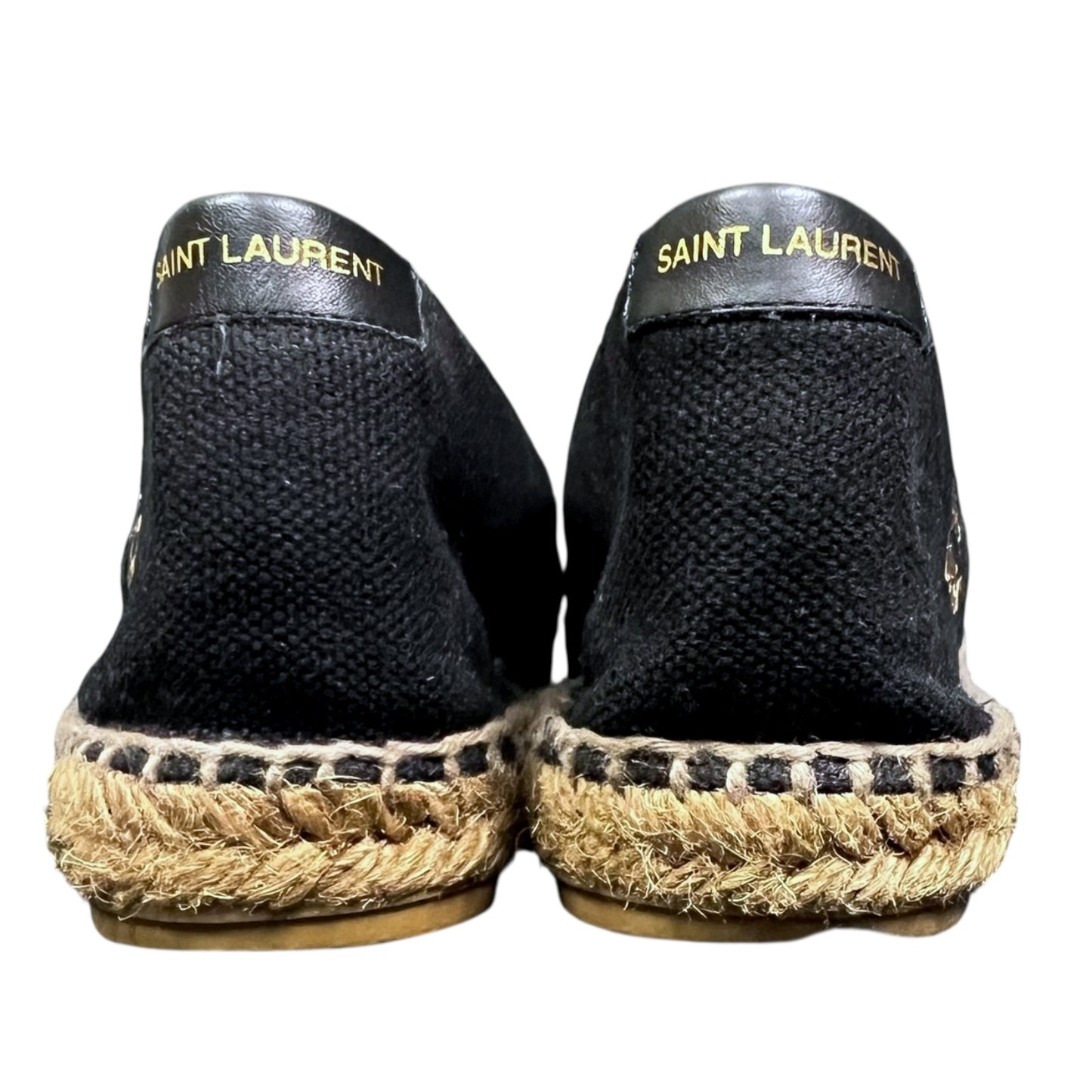 Saint Laurent Embroidered Black Canvas Espadrilles - $650 Retail