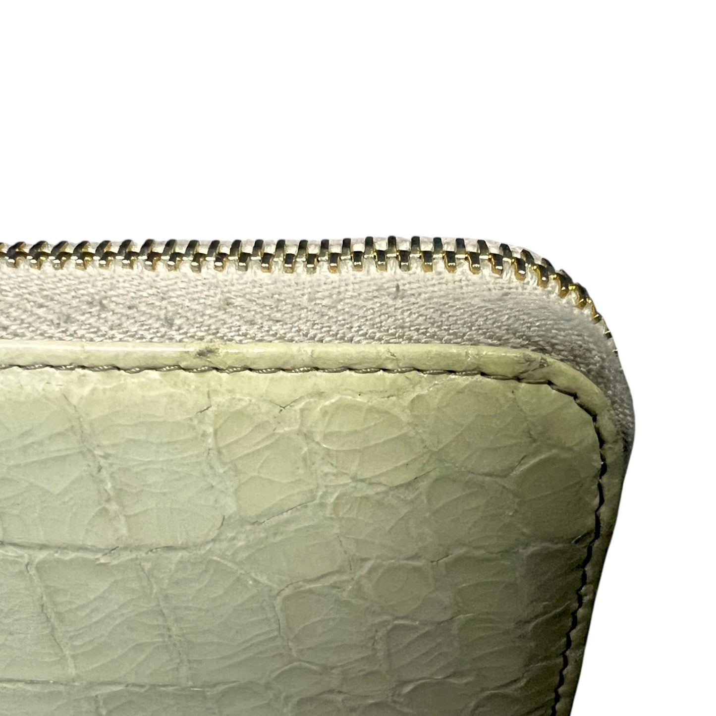 Miu Miu Leather Cream Crocodile Embossed Clutch Wallet - $995 Retail