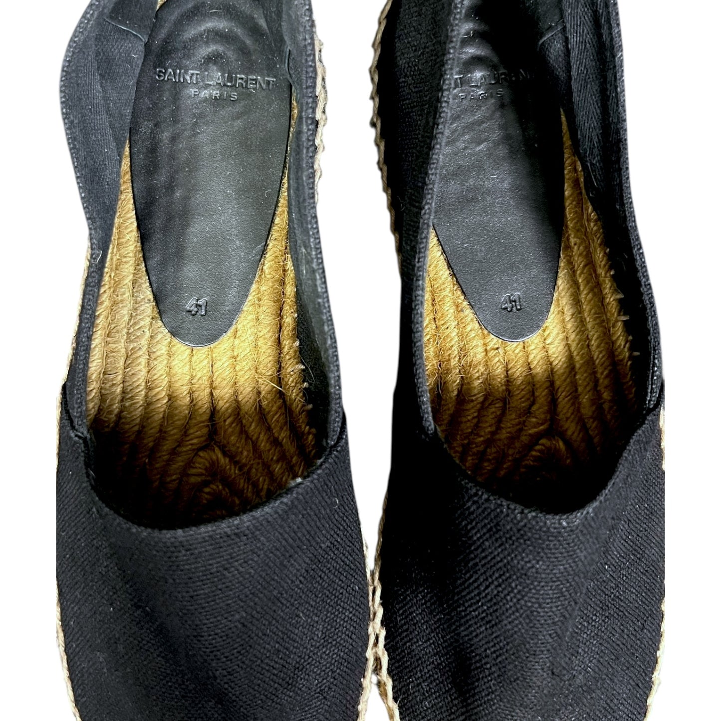 Saint Laurent Embroidered Black Canvas Espadrilles - $650 Retail