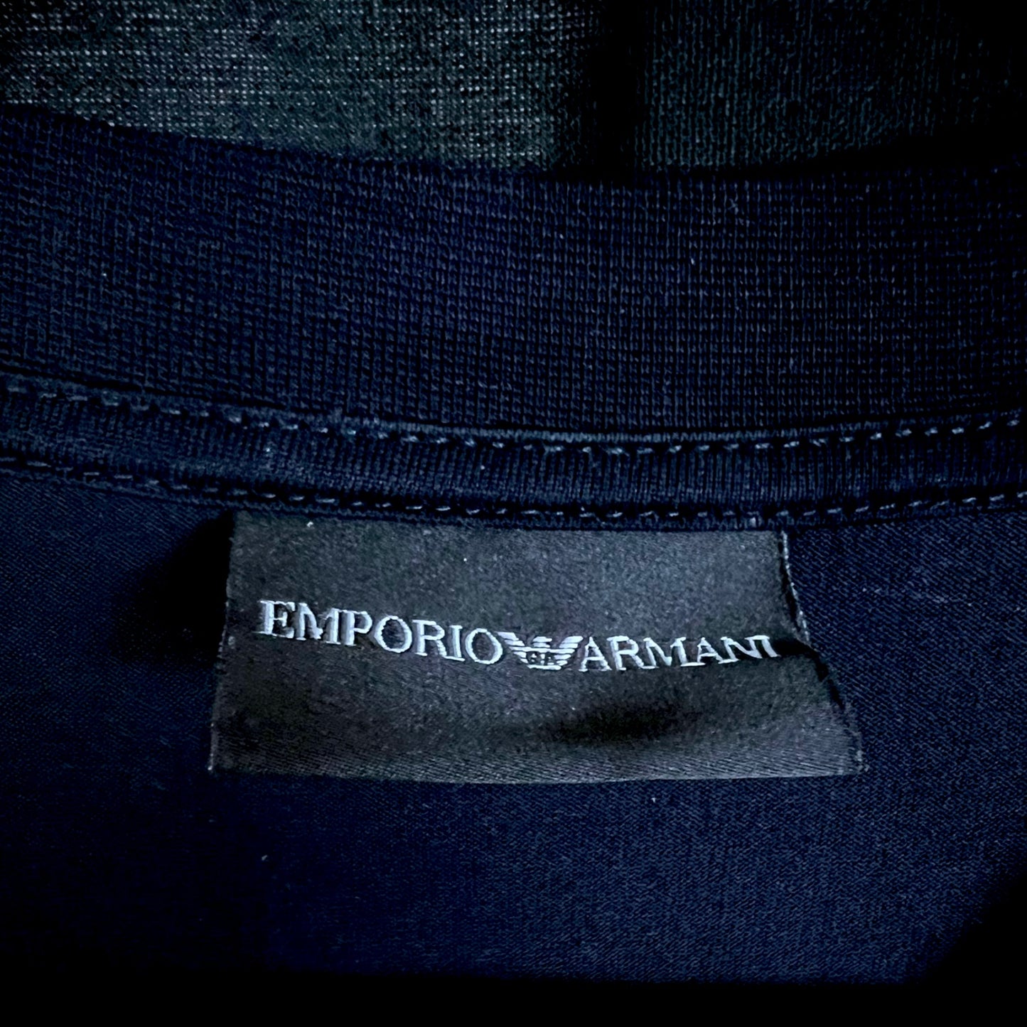 Emporio Armani Jumbled Letter Navy Blue Graphic T-Shirt - $195 Retail