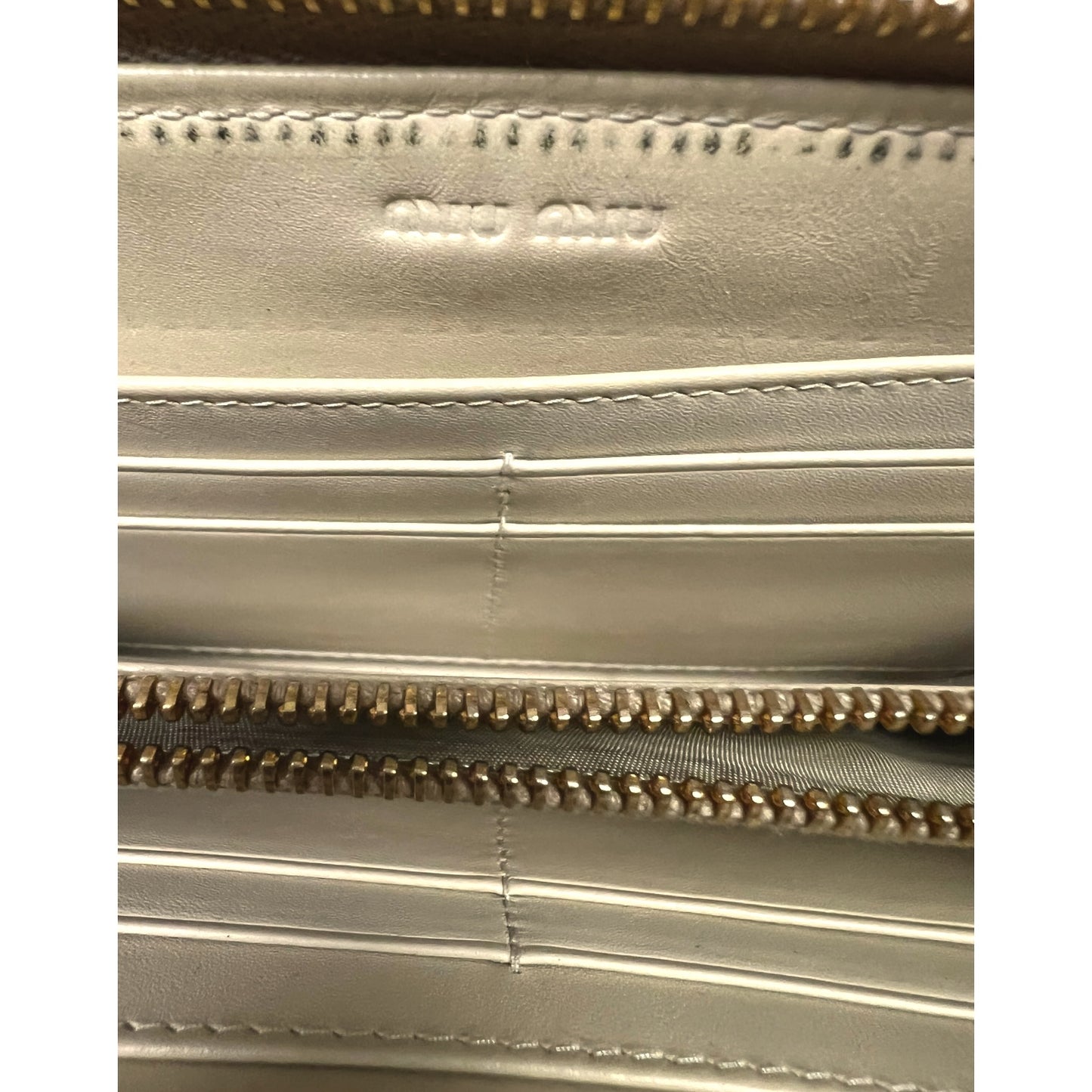 Miu Miu Leather Cream Crocodile Embossed Clutch Wallet - $995 Retail