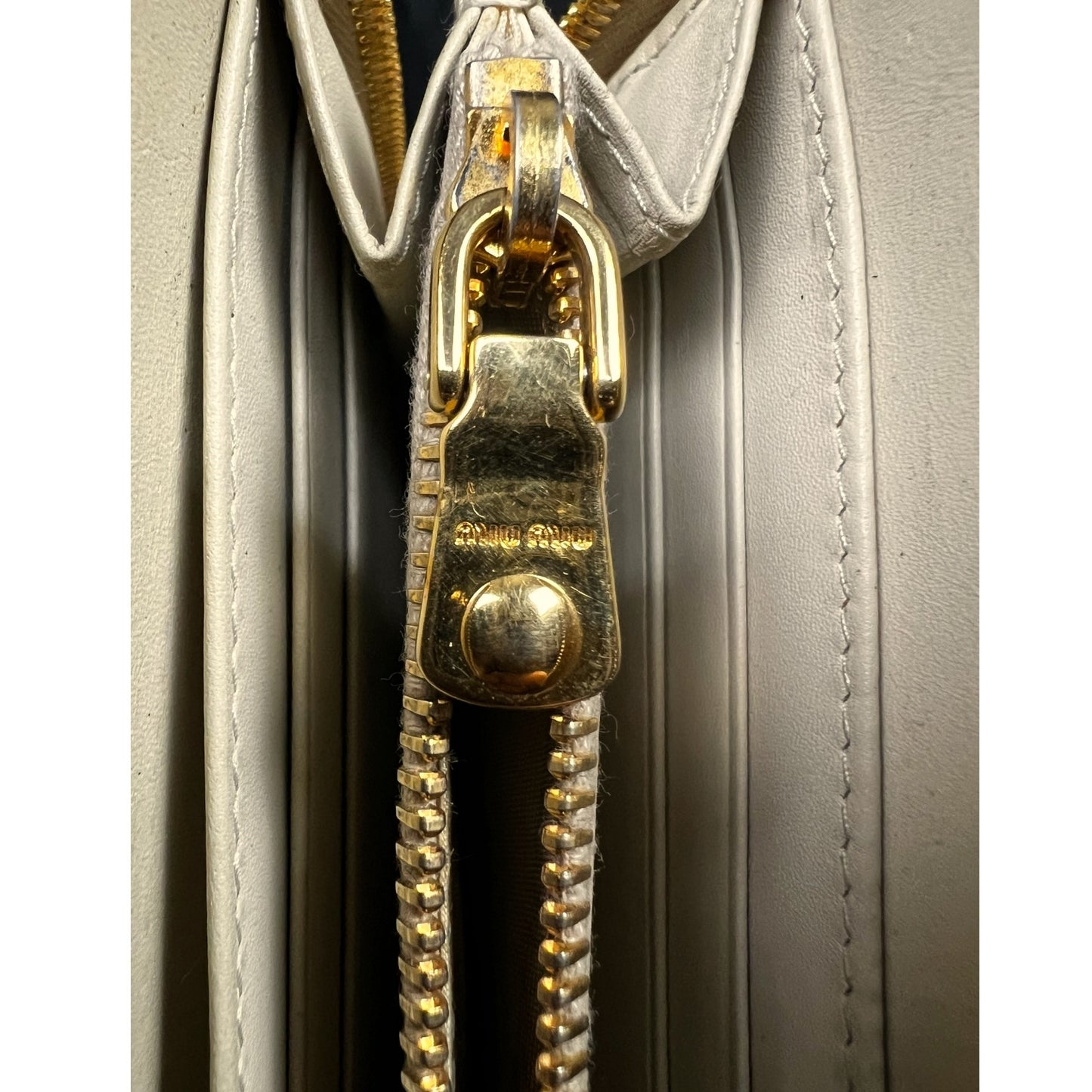 Miu Miu Leather Cream Crocodile Embossed Clutch Wallet - $995 Retail