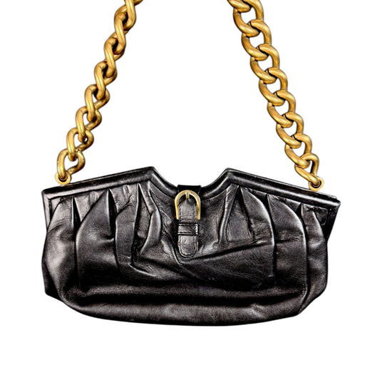 Jimmy Choo Chain-Link Black Leather Mini Shoulder Bag - $895 Retail