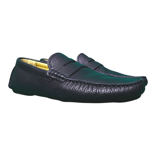 Bally Atlantic Blue Calf Grained Loafers - $650 Retail