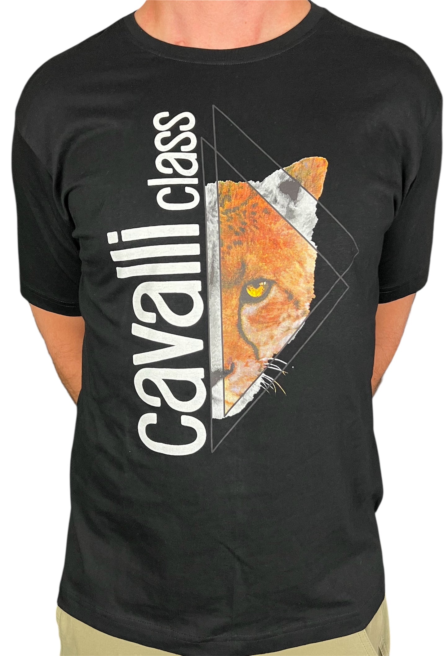 Robert Cavalli Class Hidden Cheetah Black Graphic T-Shirt - $150 Retail