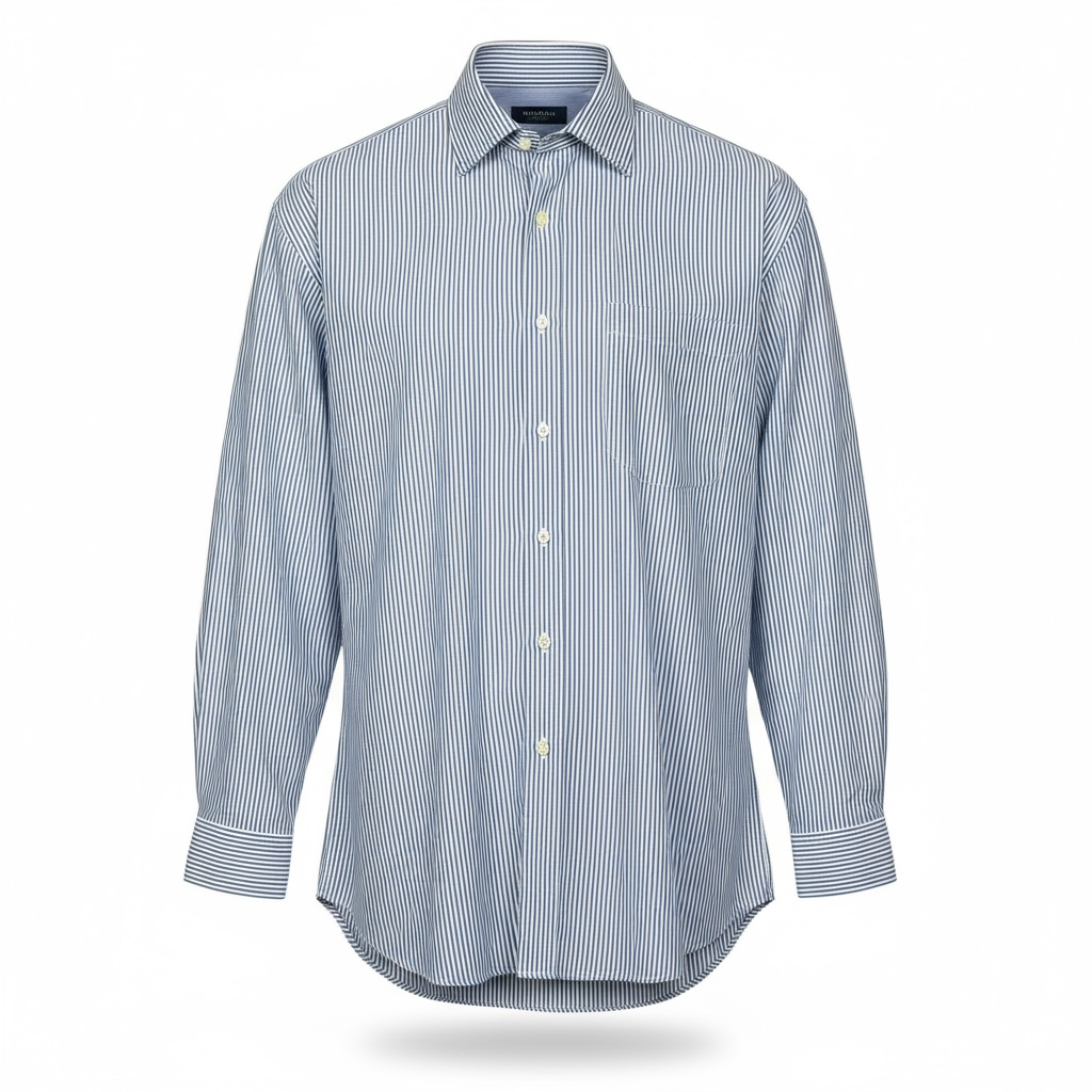 Burberry London Blue & White Striped Button-Down Dress Shirt - $690 Retail