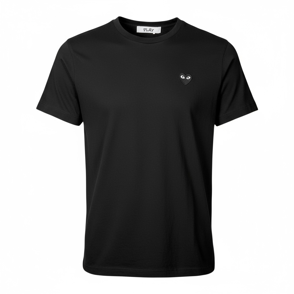 Comme Des Garcons Play Black on Black Heart Patch Logo T - $103 Retail