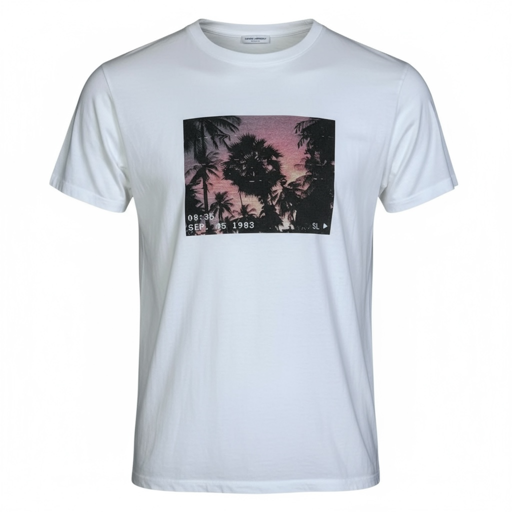 Saint Laurent Paris Distressed Palm Tree VHS Freeze Frame T-Shirt - $430 Retail