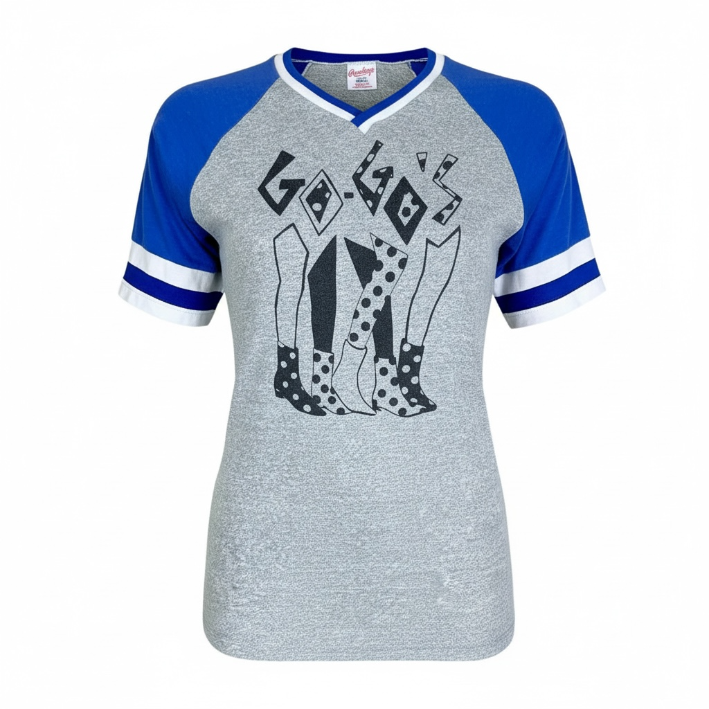 The Go-Go's Vintage 1980s Graphic V-Neck Jersey Single Stitch T-Shirt