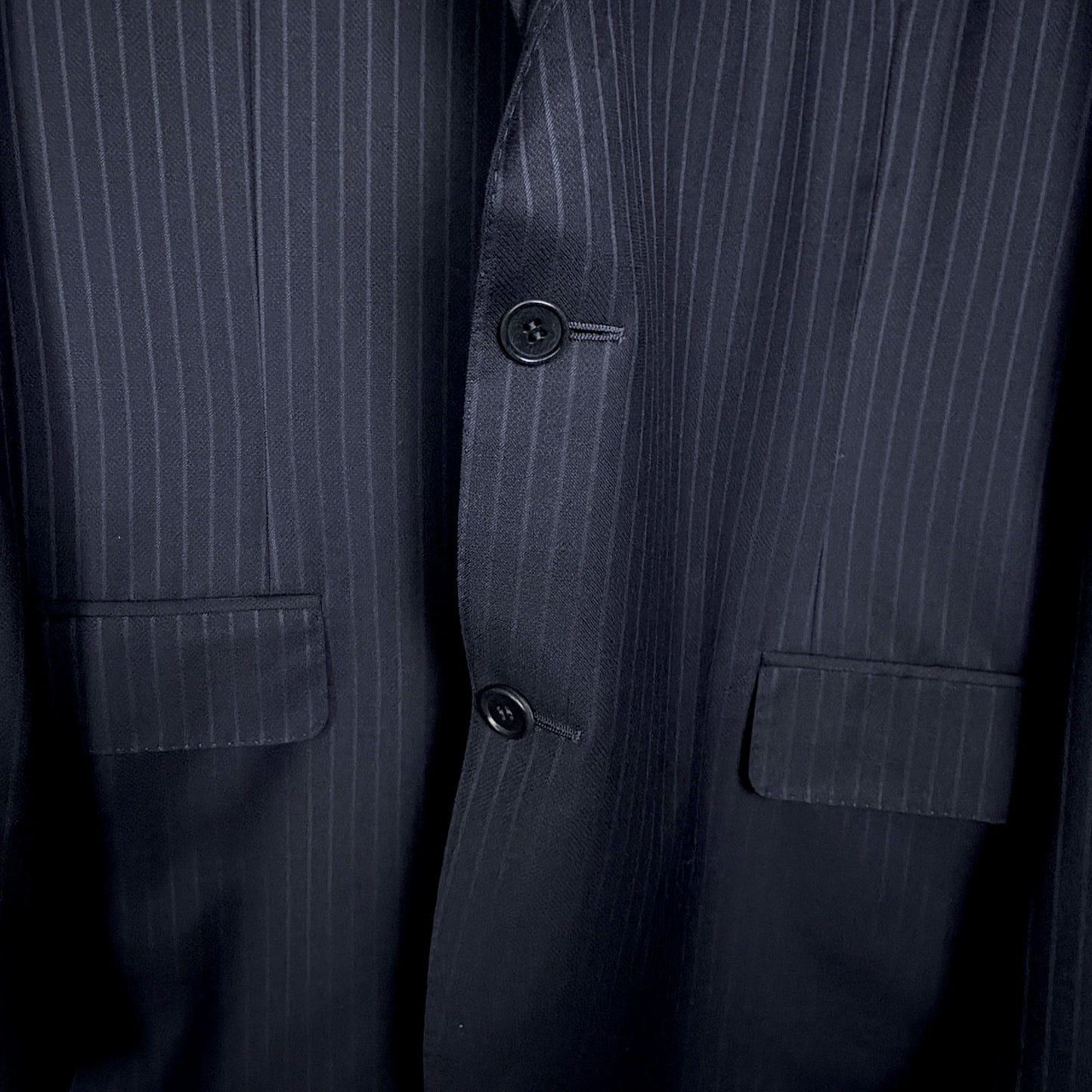 Canali Blazer 48R Blue Pinstripe Water Resistant 100% Wool Italy Jacket Blazer