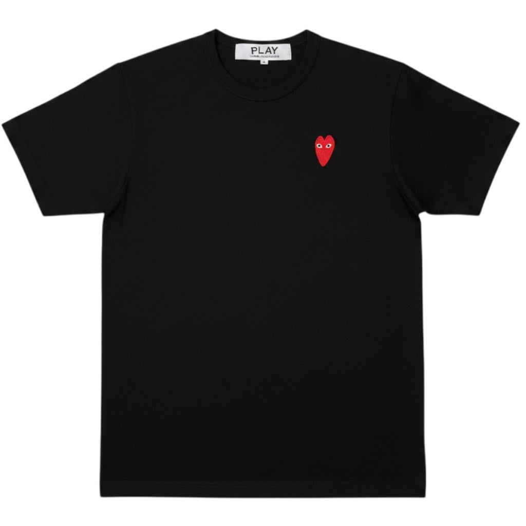 Comme Des Garcons Shirt Men Small Black Long Heart Logo Play Tee Japan Cotton