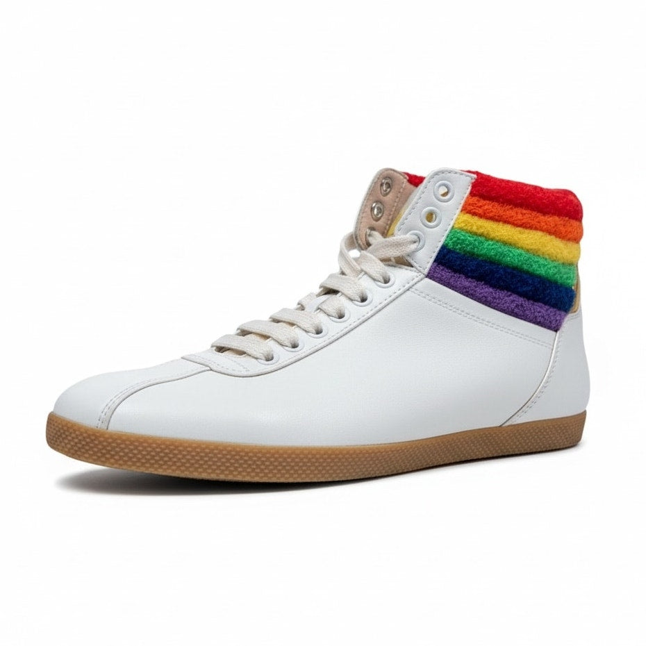 Gucci Rainbow Bambi Men's 4.5 Women's 6 High Top White Sneakers $900 Retail