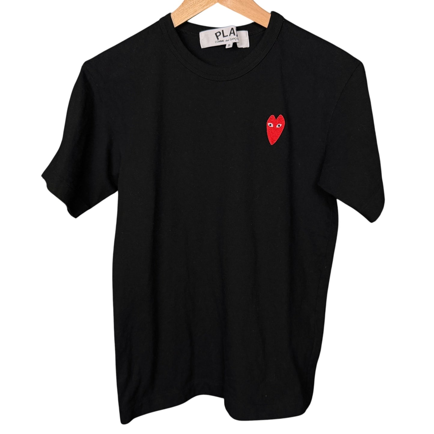 Comme Des Garcons Shirt Men Small Black Long Heart Logo Play Tee Japan Cotton