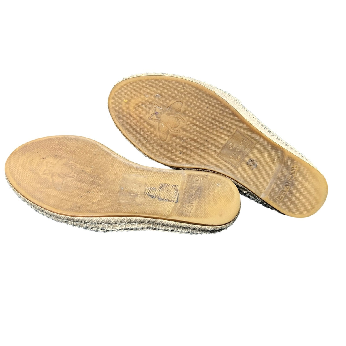 Gucci Supreme Monogram Gold Bees Print Flats Espadrilles EU 37 US W6.5 Luxury