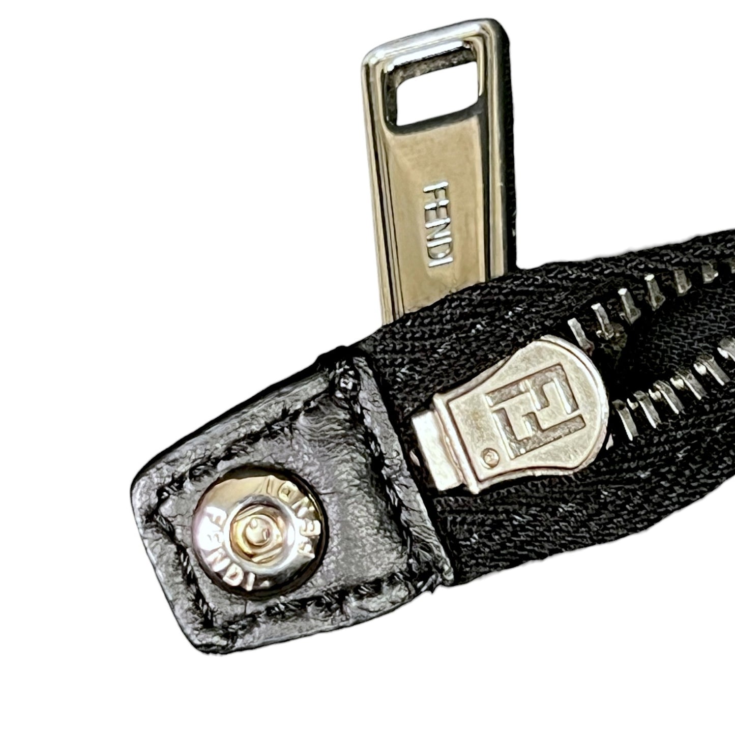 Fendi Diagonal Wrist Clutch Brown FF Zucca Logo Black Trim Luxury $1,250