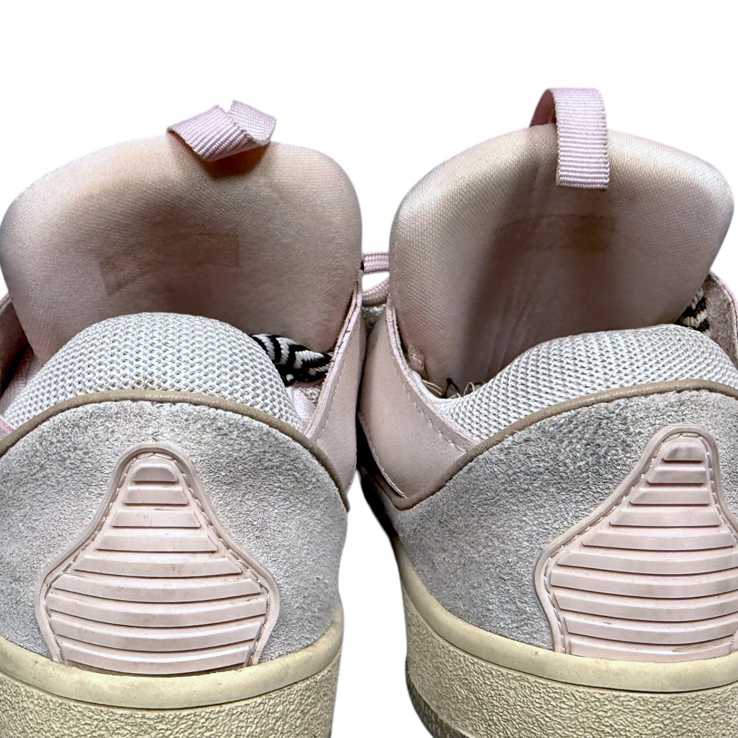 Lanvin Pink Leather & Suede Curb Sneakers Zebra Laces $990 Retail