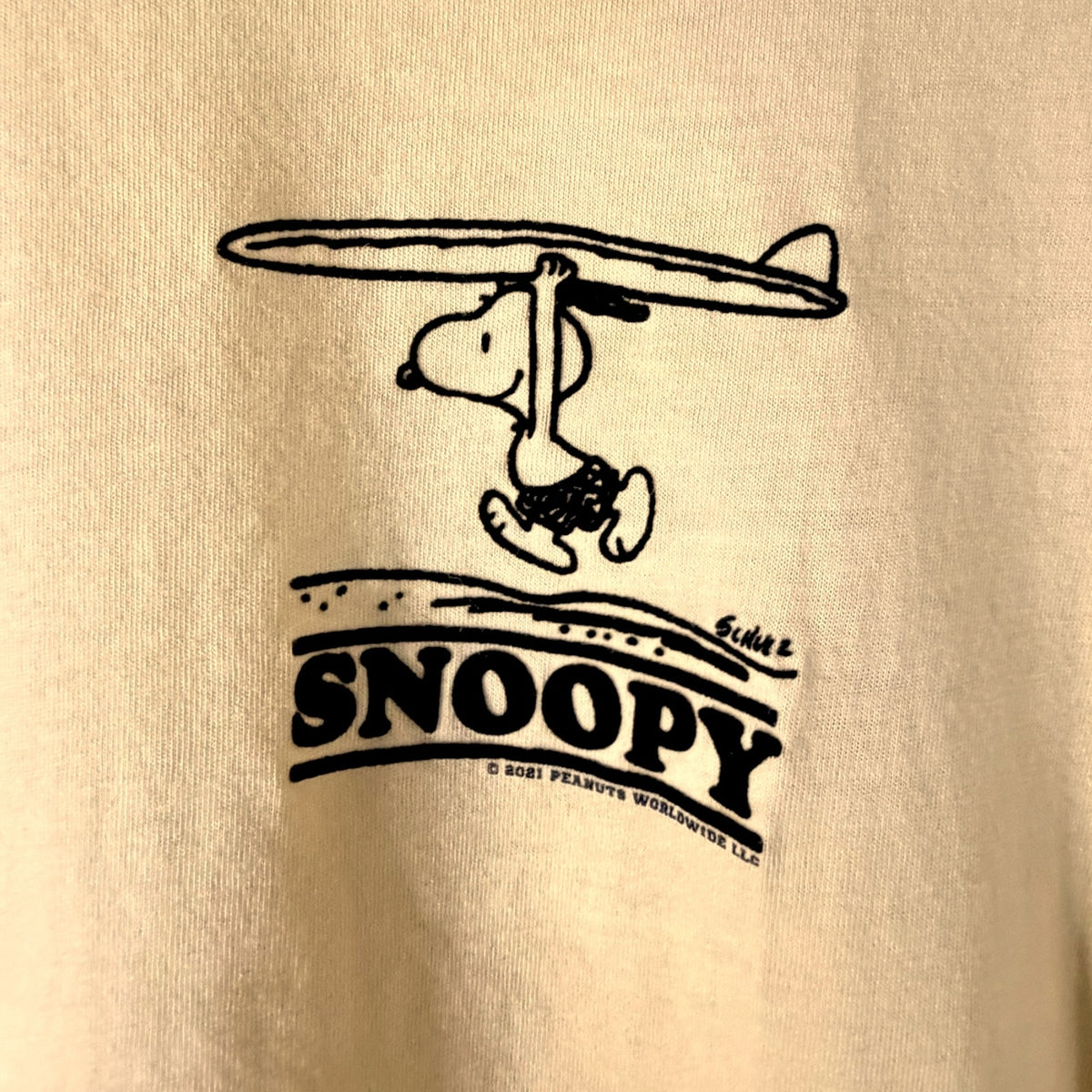 Sandro x Peanuts Snoopy Surf's Up! Men's XS Yellow T-Shirt Surfing Beach Luxury