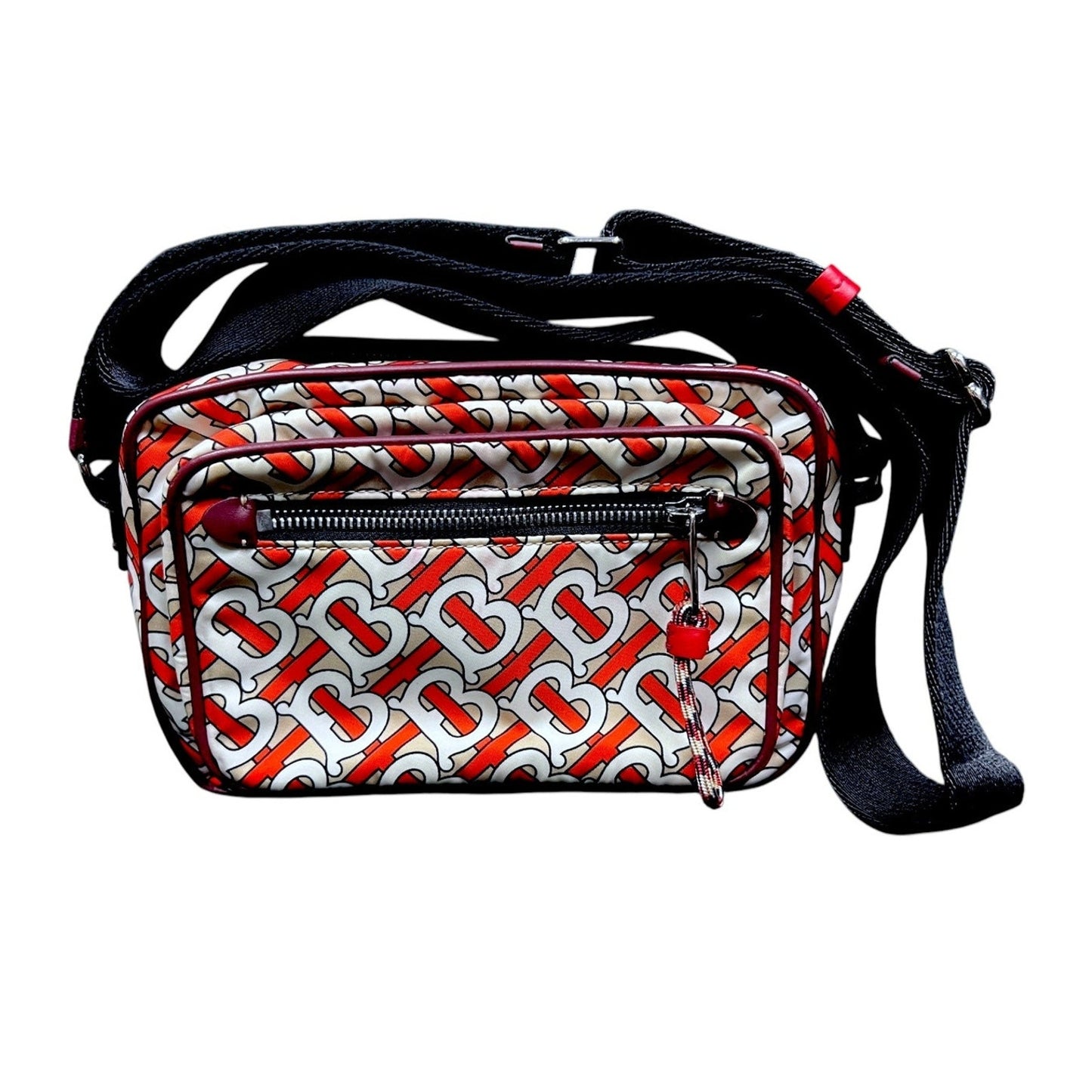 Burberry TB Monogram Paddy Crossbody Orange Tan Camera Bag $1,090 Retail