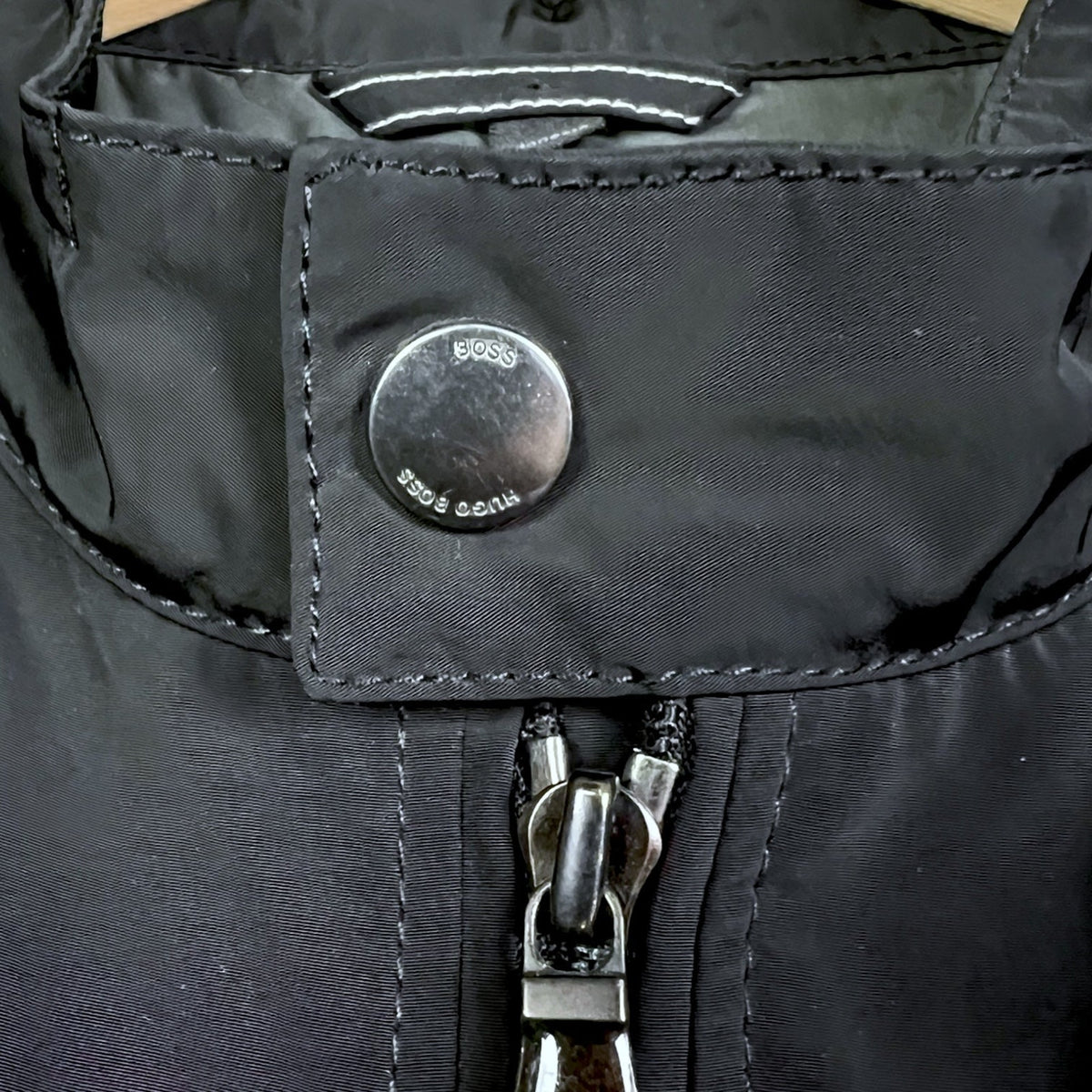 Hugo Boss Men's Black Field Jacket Military Utility Coat Pocket Zip Snap 42R