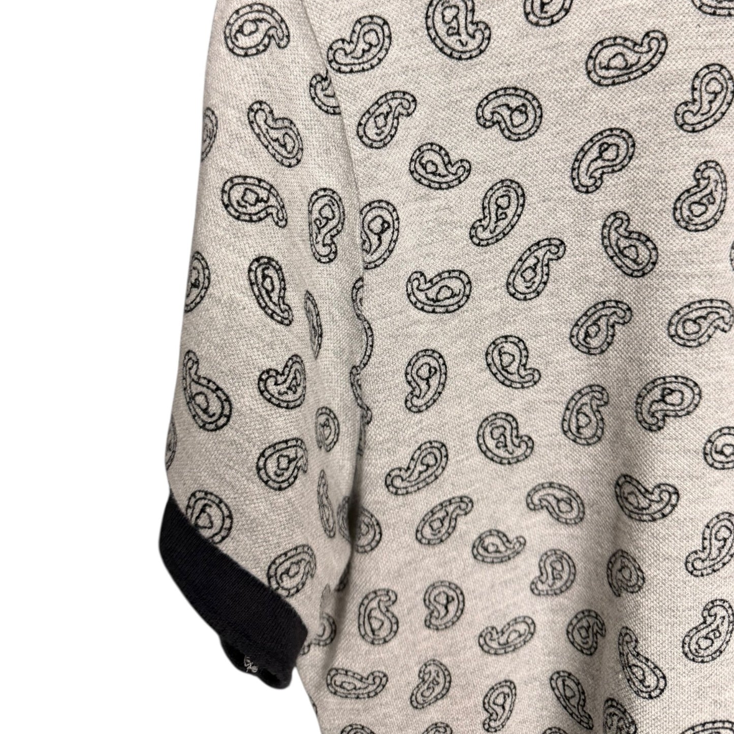 Marc Jacobs Paisley Print Gray Polo Navy Blue Trim Mens Large Preppy Work Casual