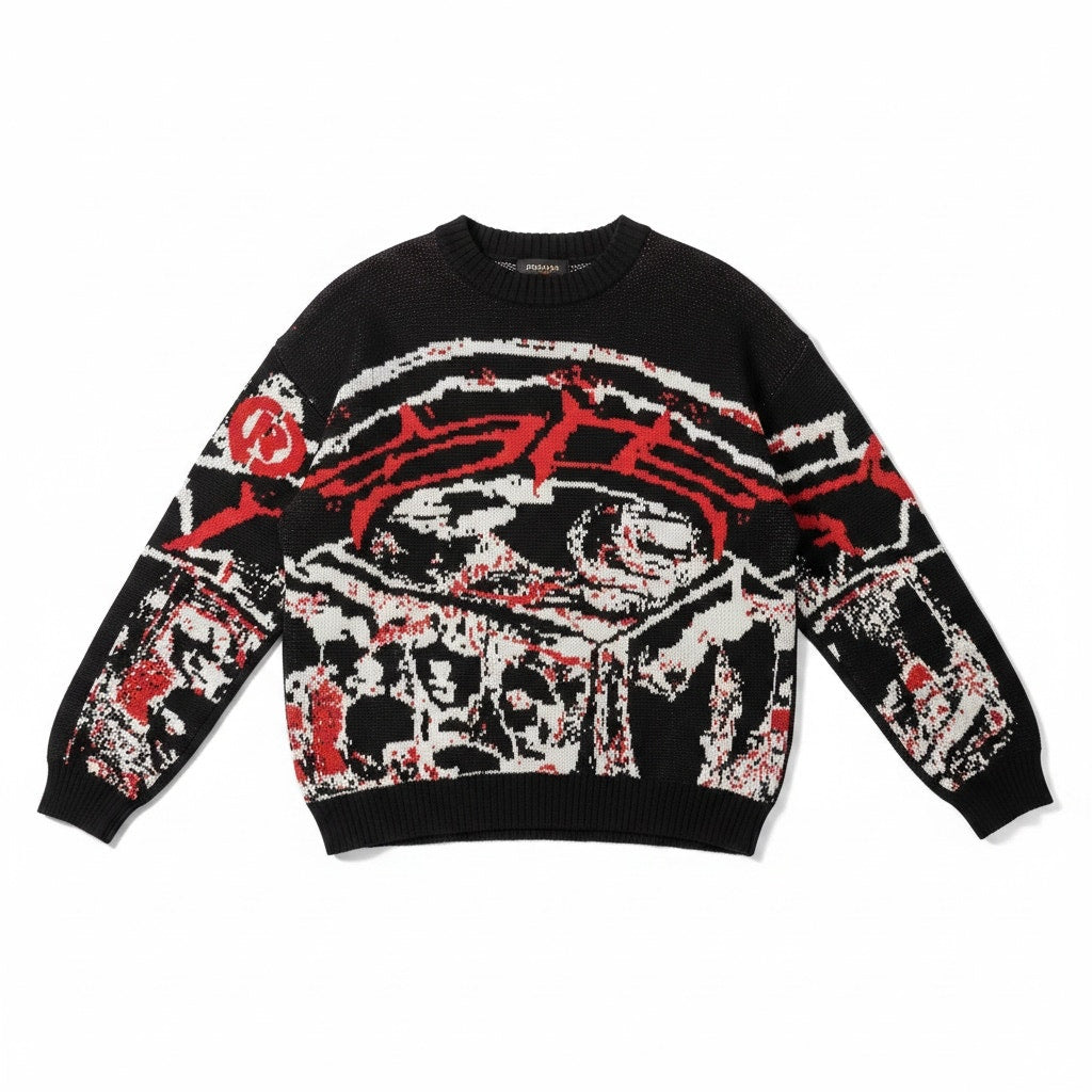 Racer Worldwide RWW Red Black Heavyweight Knit Sweater Men's Medium Streetwear