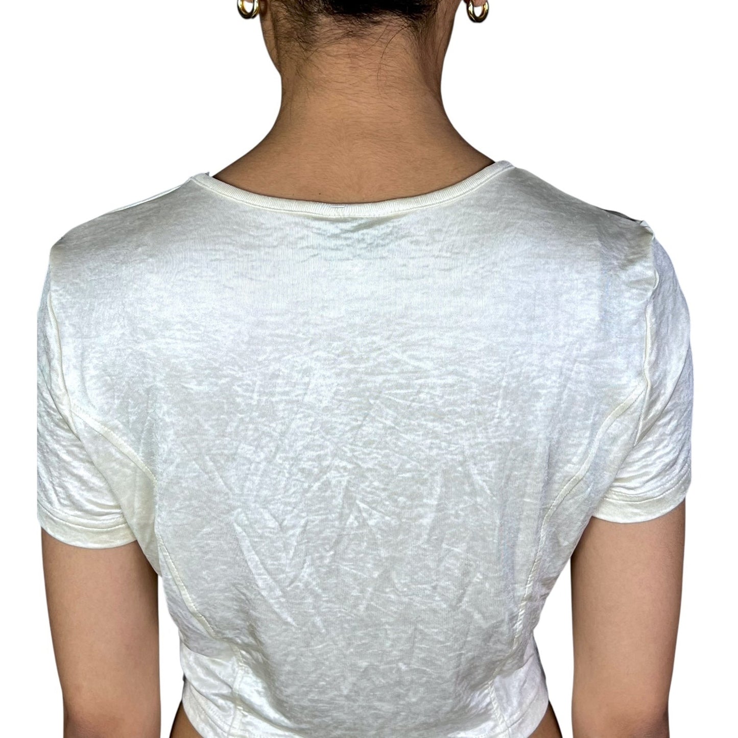 Versace Jeans Couture Womens Medium Vintage Shimmery Crop Top Shirt $200 Retail