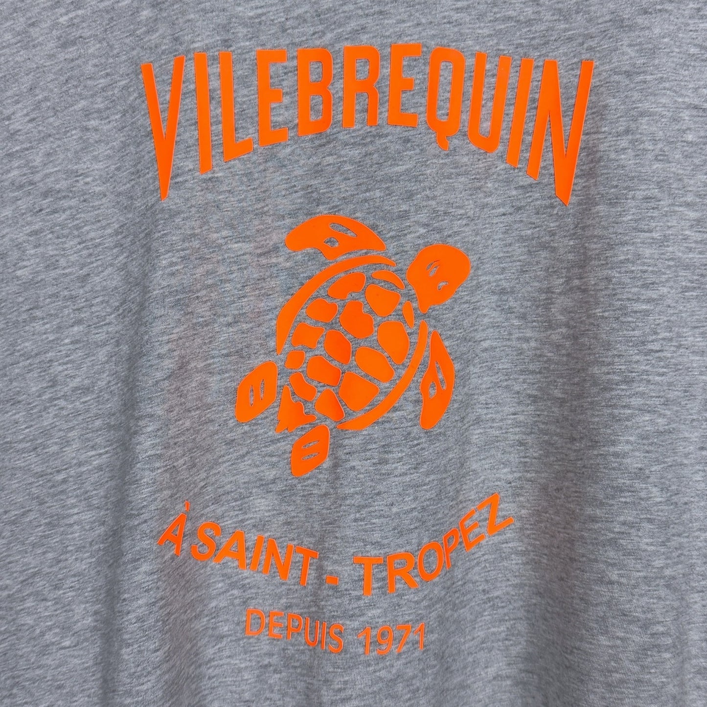 Vilebrequin Men's Small Orange Turtle A Saint Tropez Gray T-Shirt NWT Summer