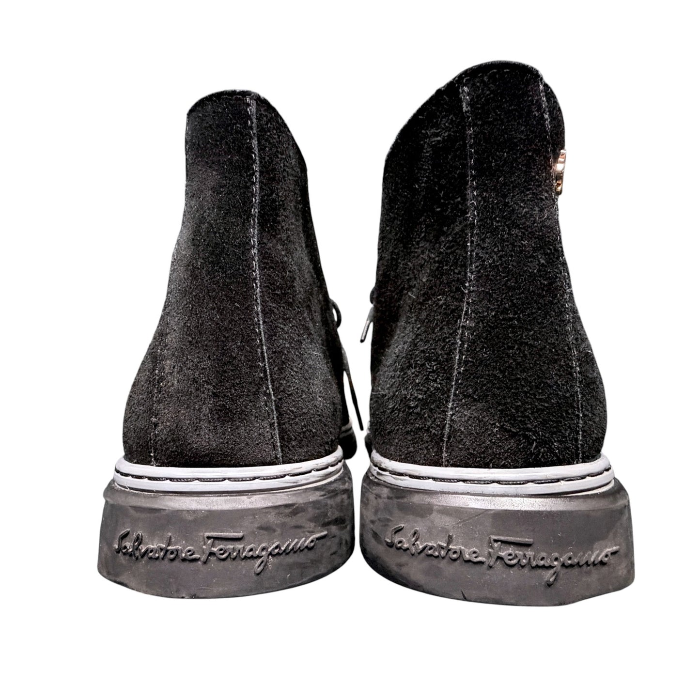 Salvatore Ferragamo Black Suede Leather Chukka Boots Men's EU 42 US 9 Luxury