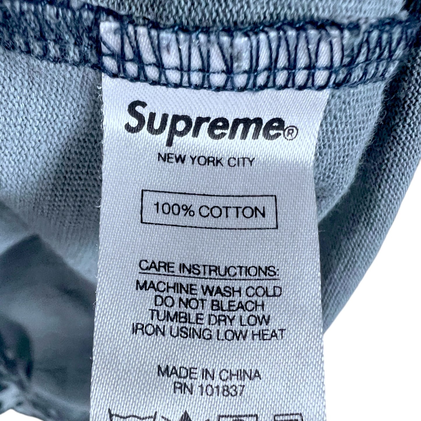 Supreme SS 2019 Blue Digi Camo Logo Tag Men's Large Ringer Pocket T-Shirt Casual