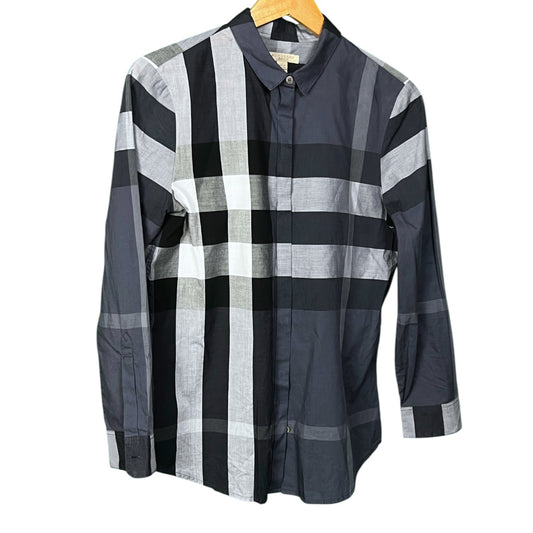 Burberry Brit Long Sleeve Button-Up Shirt Blue/Gray Nova Check - $395 Retail